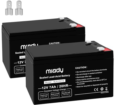Miady 12V 7Ah Rechargeable Sealed Lead Acid Battery (2 Pack)