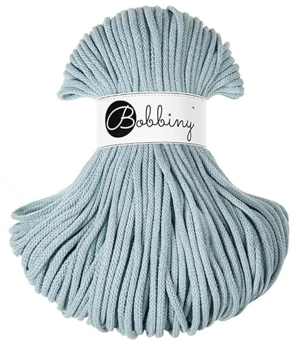 Bobbiny Corda macramè intrecciata di alta qualità, 5 mm, 100% cotone riciclato (misto), 50 m