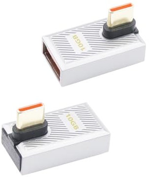 RIIEYOCA 90 Degree Right Angle USB C to USB OTG Adapter 120W 10Gbps USB Type C Male to USB 3.1 Female Converter Compatible with Laptop, Tablet and Phones (Grey,2 Pack,Medium Bend)