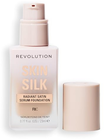 Makeup Revolution, Skin Silk Serum Foundation, Light to Medium Coverage, Contains Hyaluronic Acid, F8, 23ml