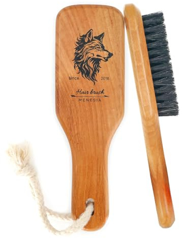 Menesia Soft Bristle Brush - Boar Bristle for Men and Women, Slicking Back, Fine and Sleek Hair - Beard Brush (wolf)