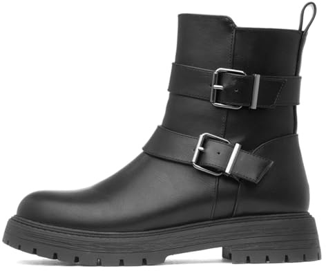 Lilley Womens Black Chunky Buckle Ankle Boot - Size 7 UK - Black