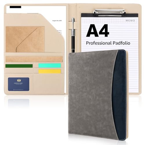 GBACHOOSE 2 Stück Klemmbrettmappe A4 Schreibmappe A4 Arbeitsmappe, Klemmbrett A4 mit Deckel, Dokumentenfächern, Stiftehalter, Konferenzmappe A4 Leder Aktenmappe, Klemmmappe A4 für Büro, Schule