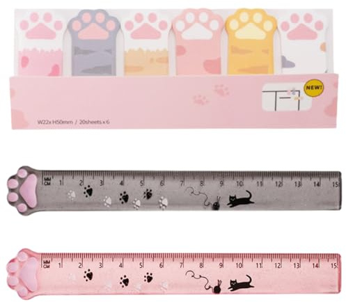 OUDQFCJ 2 pièces Règle Meow Ruler, regle 15 cm, regle legami, legami chat, pour mesurer, souligner et tracer des lignes nettes et précises, règle en forme de patte de chat, en plastique (15 cm)