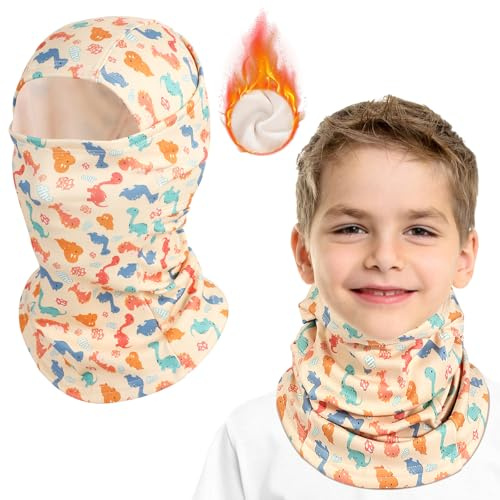AYPOW Cagoule d'hiver Thermique pour Enfants 4-12Ans, Coupe-Vent Masque Ski Cou Cache-Cou Polaire Chaude, Masque Visage Casquette Bonnet Vélo pour Filles Garçons sous Les Casques Sports Plein Air