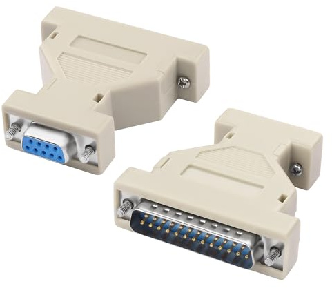 MEIRIYFA DB9 to DB25 Serial Adapter Coupler, DB9 Female to DB25 Male RS-232 Gender Changer AT Modem Adapter Connetor for PC Serial Devices (2PCS)