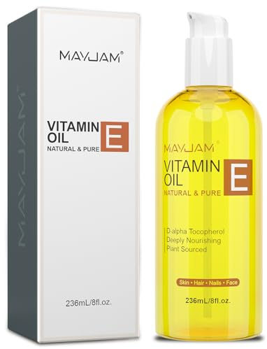 MAYJAM Vitamin E Oil 50,000 IU 236ML - Natural & Plant-Extracts | Pure Vitamin E Oil for Moisturizing & Firming Skin, Strengthens and Moisturizes Hair, for Dryness, Wrinkles, Uneven Skin Tone