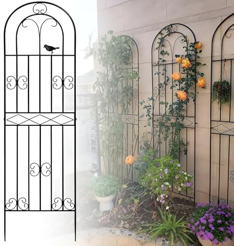 GUOGLZ Treillis De Jardin, Panneaux Grille en Métalliques, 90cm 115cm 160cm 180cm 200cm 220cm Clôture Plante Grimpante, pour Fleurs Concombres Légumes Clématites(Black,50x200cm)