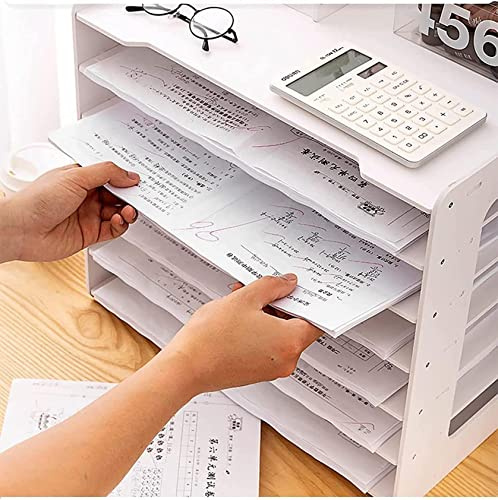 Meuble de rangement de papier A3 extra large – Bureau blanc pour bureau et école avec étagère pour dossiers, plateau de papeterie et porte-revues pour une meilleure efficacité de l'espace de travail