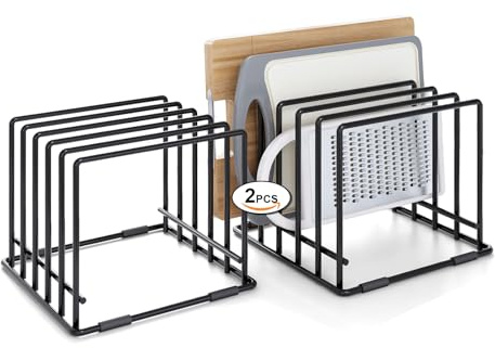 Veepus 2-pack 5-slot baking storage scratch-resistant cookie tray organizer with anti-slip frame for kitchen cabinet - portable and dust-resistant