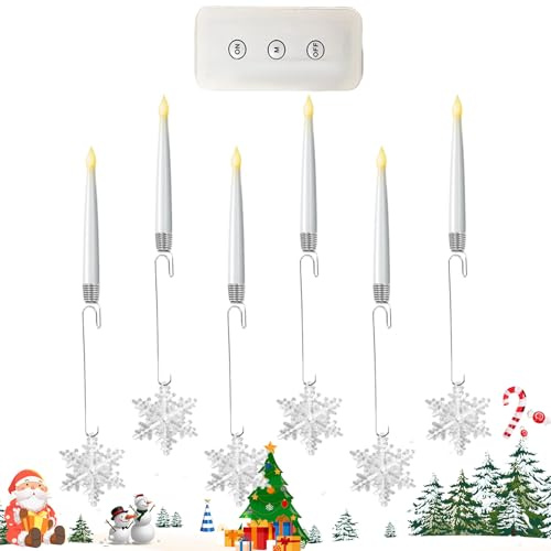 Dewireaey Velas Para Árbol De Navidad | Velas LED Sin Llama Decoración Navideña,6 Unidades Decoración Navideña Iluminación Ambiental Para Exterior Ventana Chimenea Patio Jardín