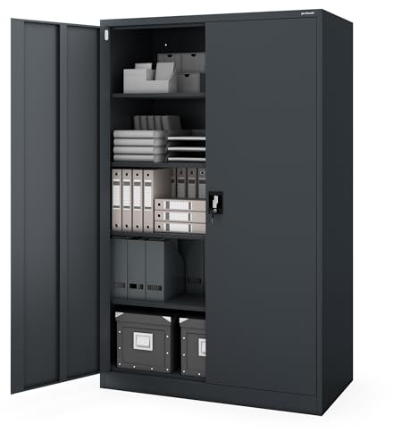 Jan Nowak Armoire métallique verrouillable Grande capacité pour Bureau et Archives Armoire Acier Professionnelle pour dossiers Documents et classement A4 185 x 115 x 60 cm Anthracite