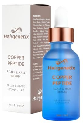 Hairgenetix Kopparpeptid Hartillvaxt Serum - GHK-Cu & AHK-Cu - Mot Haravfall Harbottenbehandling for Tunnare Har - Man och Kvinna - 30ml