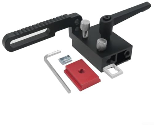 Precisions-aluminiumlegering flipstopp för geringspår, justerbart låsstaket positionering för bordssåg konverteringssats och träbearbetningsverktyg (svart)