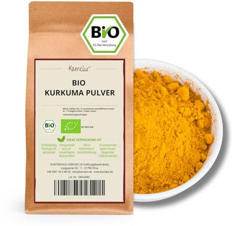 Kamelur BIO Kurkuma Pulver - 1kg - Curcuma Pulver Bio aus kontrolliert biologischem Anbau - reines Kurkumapulver ohne jegliche Zusätze
