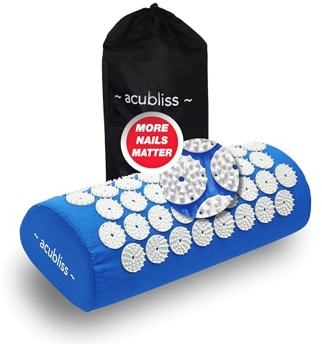 Acubliss Digitopressione Cuscino Con 2,142 Punte, Agopuntura Collo Cuscino Per Collo, Stress e Schiena Dolore Sollievo, Portatile Massaggio Cuscino Con Trasporto Borsa, Misura 37 x 15 x 10, Blu