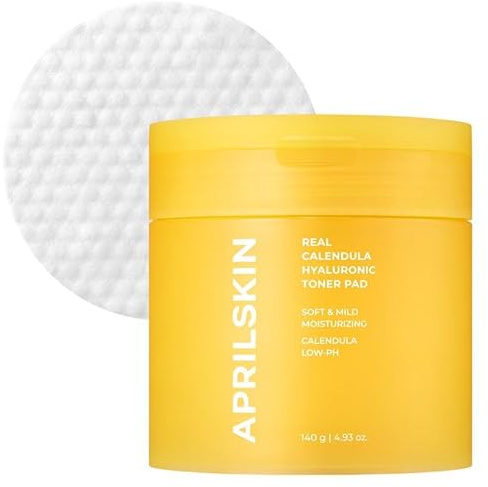 APRILSKIN Calendula PHA Hyaluron Toner Pads | Vegan, Cruelty Free | Peeling, verfeinert Poren & Hydratisierung für trockene, empfindliche, zu Akne neigende Haut | 60 Pads | Ohne Sulfate und