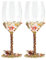 XUDREZ Red/White Wine Glass, Handmade Painted Enamel Flower Gin Wine Glass Long Stem Lead Free Crystal Wine Glasses, Ideal Gifts for Women Mum Friends Mothers Day (Set of 2)