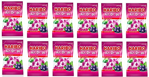 12 Beutel Haribo Air-Drops Air Drops Fresh Cassis a 100g