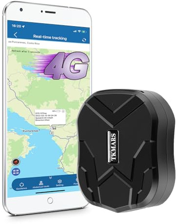 TKMARS 4G Localizzatore GPS per Auto, 10000mAh Tracker Magnetico Senza Abbonamento, Dispositivo Antifurto con Posizione in Tempo Reale, App Gratuita per Auto Moto Camion TK905B