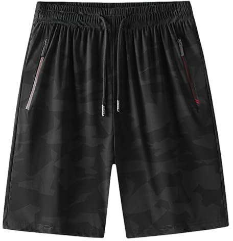 rismart Hombres Secado Rápido Pantalones Cortos Entrenamiento Corriendo Caminando Atlético Shorts Camuflaje Negro,6XL