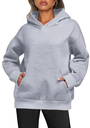 Enwokran Sweat à Capuche Femme Automne Hiver Oversized Sweatshirts Manches Longues Polaire Classic Hoodies Pullover avec Poches (Gris, M)