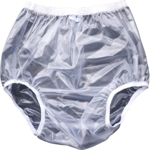 PVC Adult Pull on Plastic Pants,Reusable Nappies,Plastic Diaper Pants Cover,Wound Sealing Waterproof Pants,Rubber Incontinence Knickers, Anti-Side Leakage Safety Pants for Women A,M