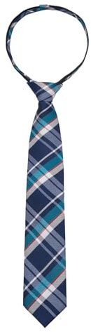Alizeal Corbata ajustada con cremallera de 6 cm para niños, diseño de tartán a rayas, Rayas azul marino, Talla única