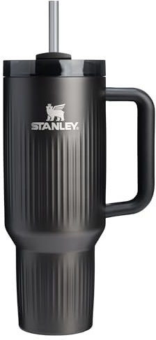 Stanley Quencher H2.0 Tumbler with Handle and Straw 40 oz | Flowstate 3-Position Lid | Cup Holder Compatible for Travel | Insulated Stainless Steel Cup | BPA-Free | Fluted Black