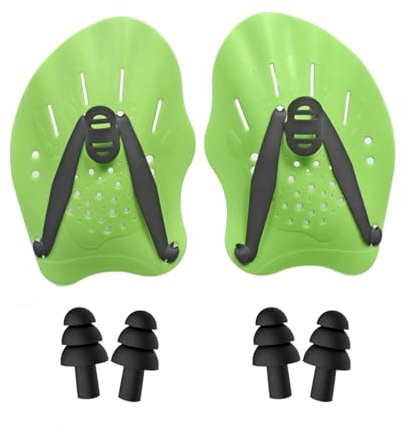 LIANRISES Hand Paddles For Swimming Training For Hands Adults Kids, Water Gloves to Help Upper Body Resistance, Adjustable and 2 pairs Waterproof Ear Plugs