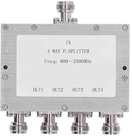 Divisor de Potencia RF Profesional, Divisor Combinador 4 Salidas, 800-2500MHz, 35W Alta Potencia, Conector Tipo N, Para Antenas Interiores, Mejora Cobertura Móvil