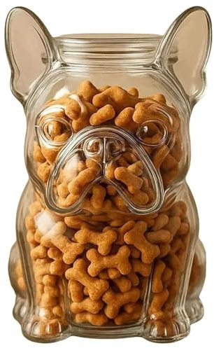 Barattolo per caramelle, bulldog francese, contenitore ermetico per snack, biscotti, caramelle, cialde di caffè, contenitore ermetico in vetro con coperchio (B)