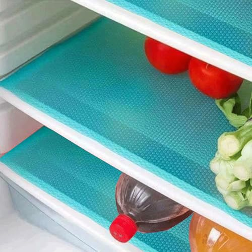 Beimus Alfombrillas antideslizantes para refrigerador, estante de cajón de cocina, tapete antideslizante lavable, 45 x 29 cm, paquete de 4 (azul)