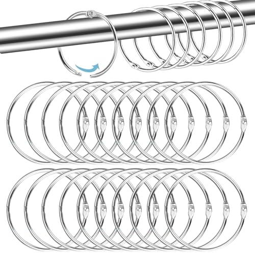 ZMaglorian 20 Anelli e Gancetti per Tenda Doccia 50 mm in Metallo – Apribili per Bagno e Finestre | Set di Anelli Tenda per Doccia e Accessori per Tende (Argento)