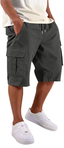 Pantalones de Trabajo Cortos Hombre, Trabajo Bolsillos Multibolsillos Tallas Grandes Cargo Ropa Algodón Montaña Algodon Militares, Cremallera Deporte Mens Pirata Pantalones Cortos Cargo, M