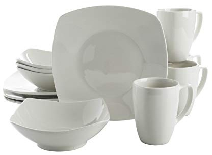 Gibson Home Service de Table en Porcelaine, Blanc, 12 pièces
