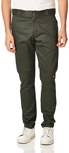 Dickies Men's Skinny-Straight Double Knee Work Pant Pants, Olive Green, 34W x 32L