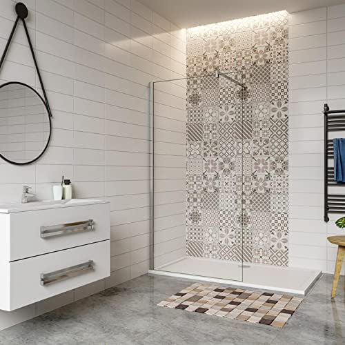 Mampara ducha Panel Pantalla Fija cristal 8mm templado para baño Barra 140cm (50x200cm)