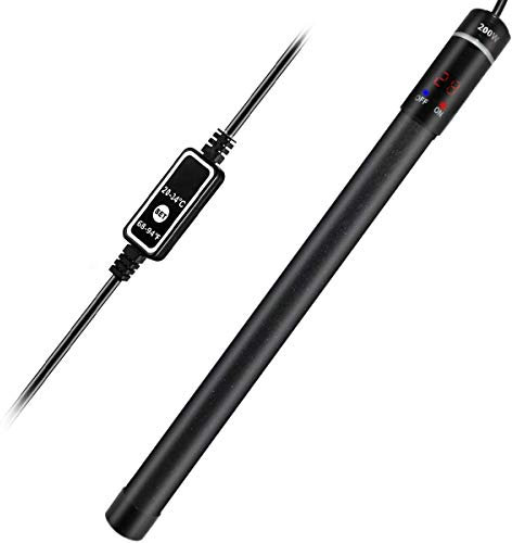 FOOL Chauffage pour Aquarium 100W Titanique Automatique Submersible Anti-déflagrant et Anti-brûlure, Sûr de 20 à 34℃ avec indicateur LED Température Réglable Thermoplongeur,200W