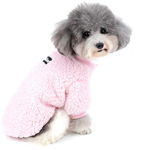Zunea Sherpa Fleece Small Dog Sweater Coat Winter Puppy Jumpers Pink XXL | Soft Warm Fabric, Cold Weather Clothes, Comfortable, Snap Closure, Daily Wear, Fall Winter Walks, Chihuahua Yorkie Apparel