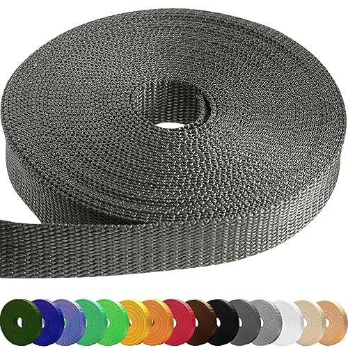 TECEUM [Nouveau 2022] Sangle de 5,1 cm – Anthracite – 22,9 m – Sangle large robuste de 5,1 cm pour l'escalade en plein air et les loisirs créatifs