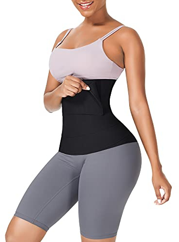 FeelinGirl Waist Trainer for Women Men Waist Trainer Lower Belly Fat Waist Wrap Waist Belt Bandage -Black-3Meters