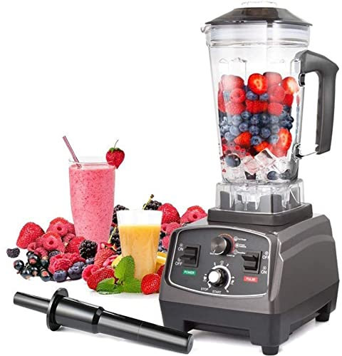 Máquina de batido de licuadora, máquina de jugo multifunción 2000W con jarra de vidrio de 2 litros (negro)