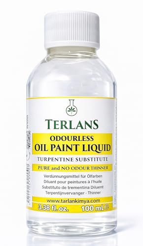 TERLANS Professional Odorless Oil Paint Thinner 100 ml (3.38 Fl.Oz.) â Controlled and Smooth Dilution, Completely Odorless Turpentine Substitute for Painting