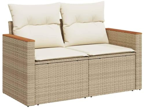 vidaXL Divano da Giardino con Cuscini a 2 Posti Beige in Polyrattan