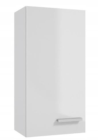 .Deftrans Domodomo Wandschrank 60 × 30 cm weiß glänzend, Hängeschrank für Badmöbel, Badezimmer Schrank