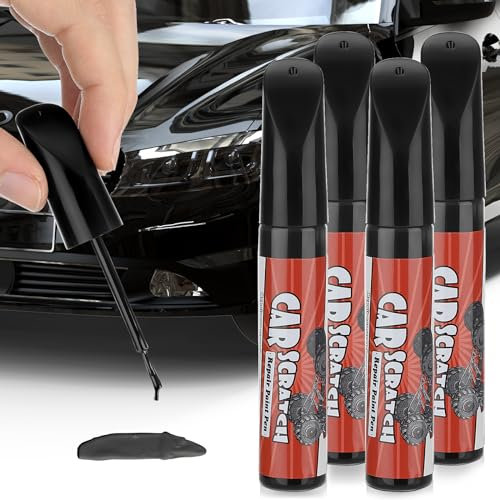 GEAREVER Lackstift Auto, Schwarz Glänzend Lackstift Auto, Auto Kratzer Reparatur Stift Auto Kratzer Reparatur Stift, Auto Lack für Ausbesserung Auto Kratzer, 4 Stück (Jeweils 12ml)