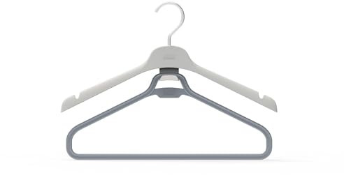 Joseph Orderly Lange Kleiderbügel, 2er-Set, Hebt und Schützt Kleidung, Kleider/Jumpsuits, Integrierte Riemenhaken, Recyclingplastik, Grau Langes Gewand