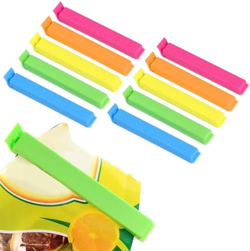 10 Pezzi Chiudi Sacchetti, 11cm Mollette Chiudi Sacchetti Clip, Chiudi Sacchetti Cucina Clip, Plastica Clip di Tenuta Riutilizzabile, Colorate Clip Chiudi Sacchetti per Snack, Caffè, Caramelle