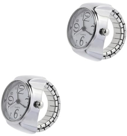 LIFKOME 2St Ringuhr für Damen Fingeruhr mit elastischem Digitaluhren für Herren Digitale Uhren mitarbeiter mitarbeitergeschenke Ringuhr rot für Mädchen Weiß